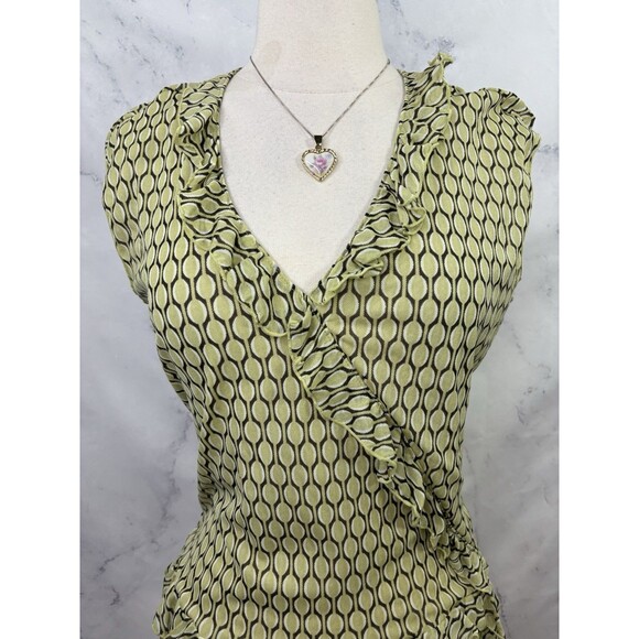 Vtg Y2K Babydoll Top Sz L Mesh Whimsigoth Fairy Grunge Indie Sleaze Green Ruffle - Picture 8 of 15